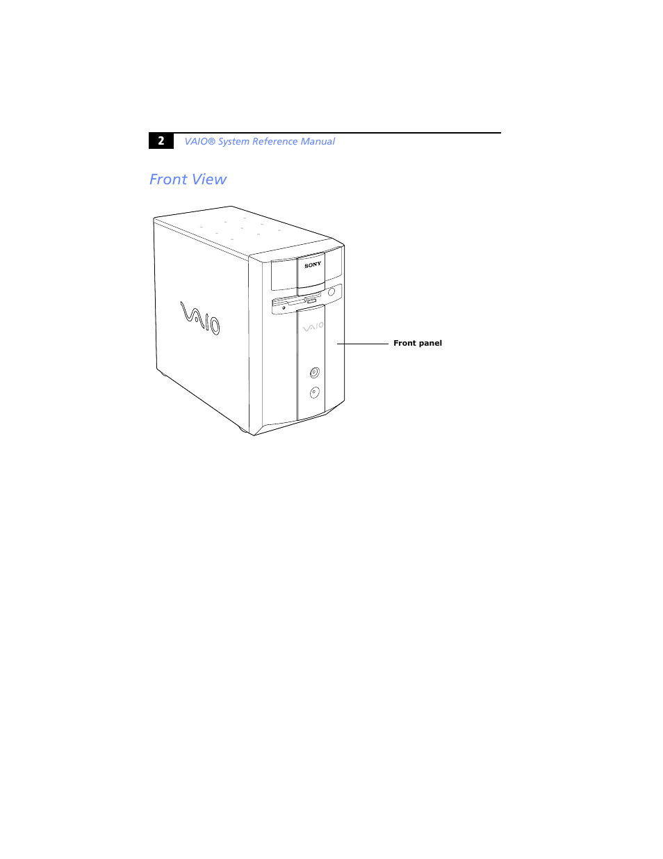 Front view | Sony PCV-J200 User Manual | Page 14 / 102