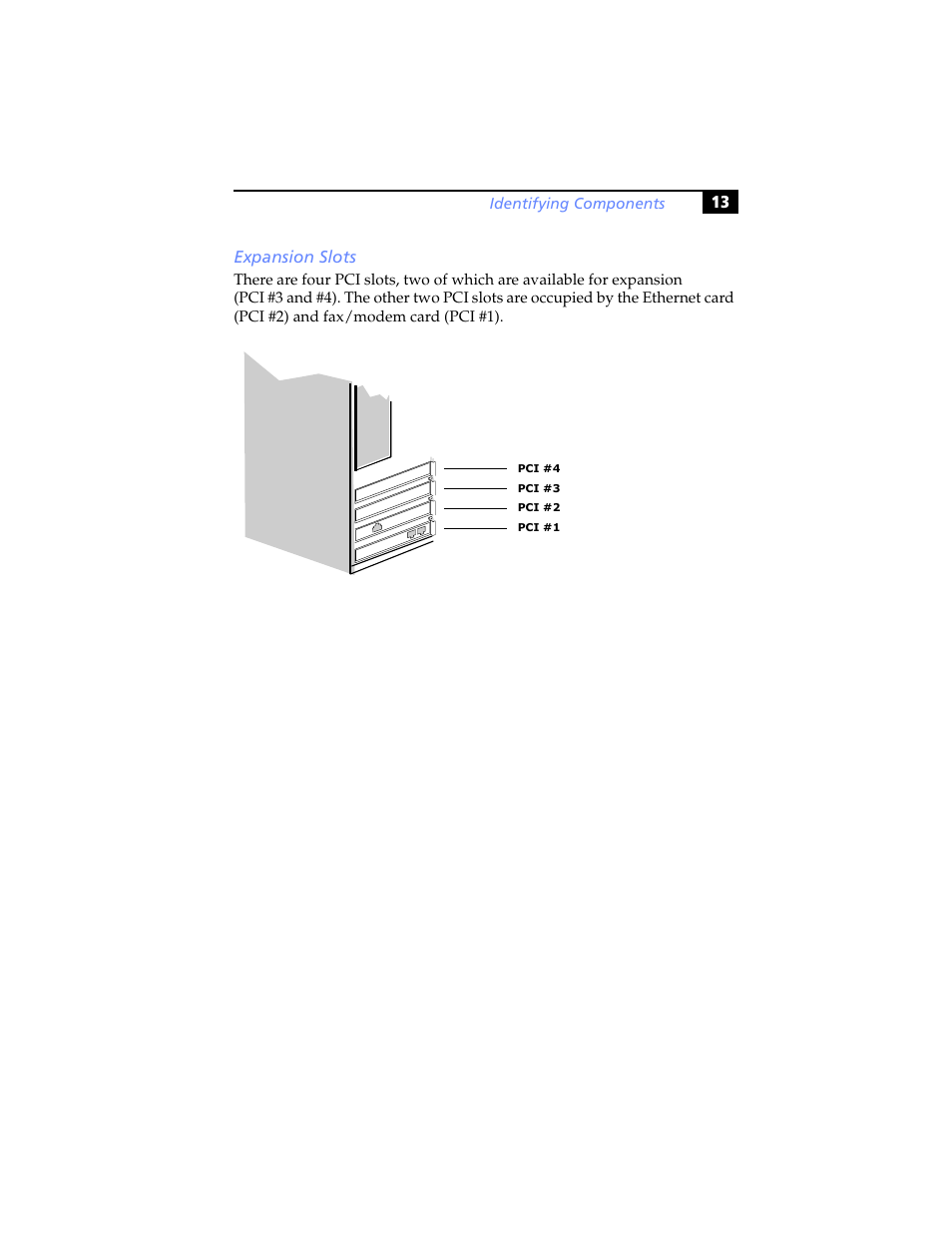 Expansion slots, 13 expansion slots | Sony PCV-J200 User Manual | Page 25 / 102