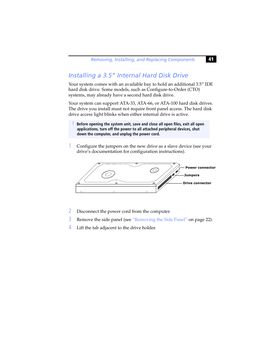 Installing a 3.5” internal hard disk drive | Sony PCV-J200 User Manual | Page 53 / 102