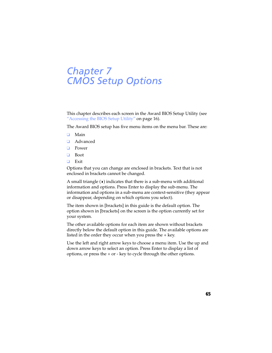 Cmos setup options, Chapter 7 — cmos setup options, Cmos | Setup options, Chapter 7 cmos setup options | Sony PCV-J200 User Manual | Page 77 / 102