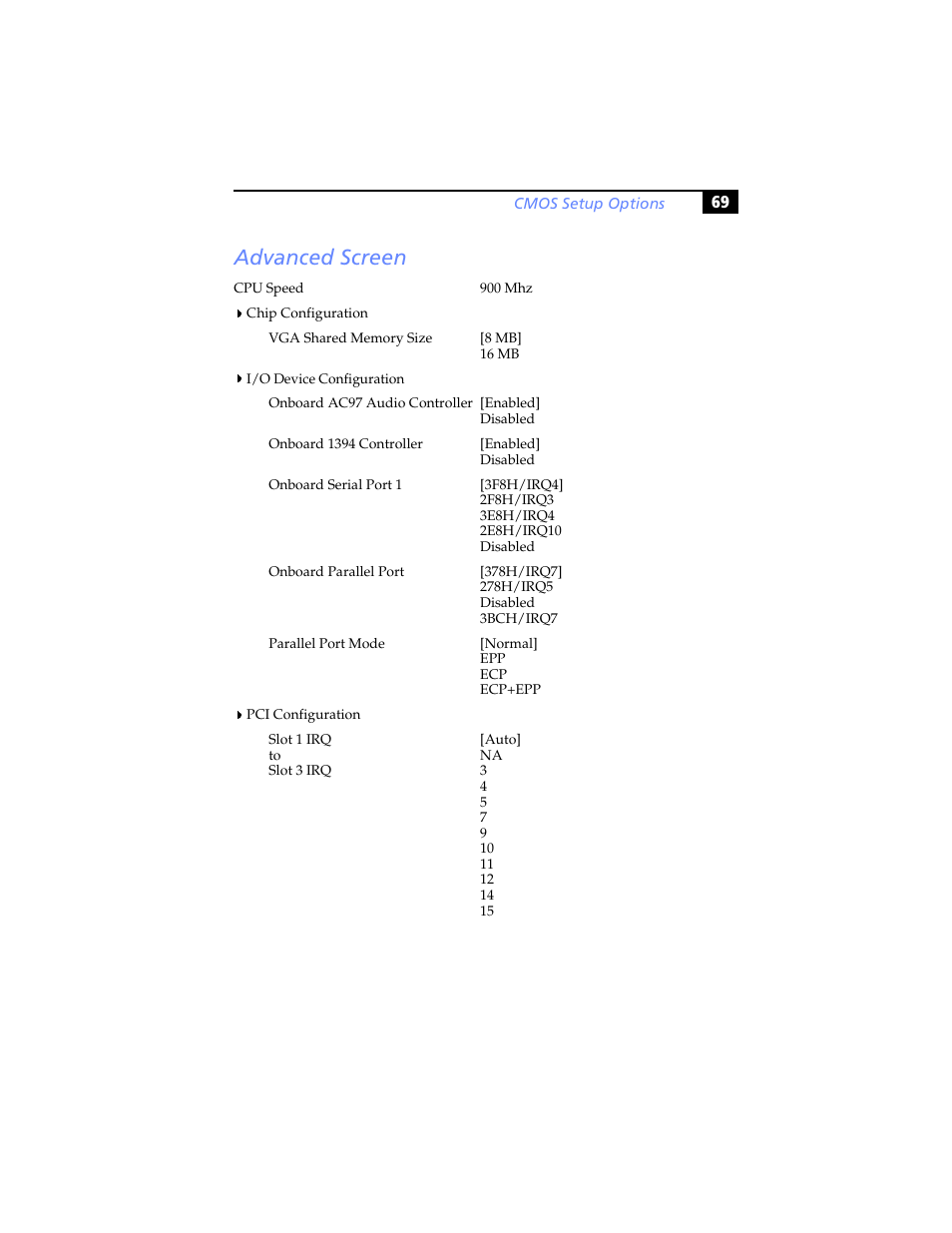 Advanced screen | Sony PCV-J200 User Manual | Page 81 / 102