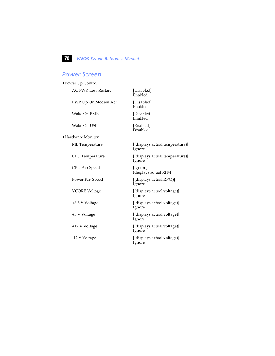 Power screen | Sony PCV-J200 User Manual | Page 82 / 102