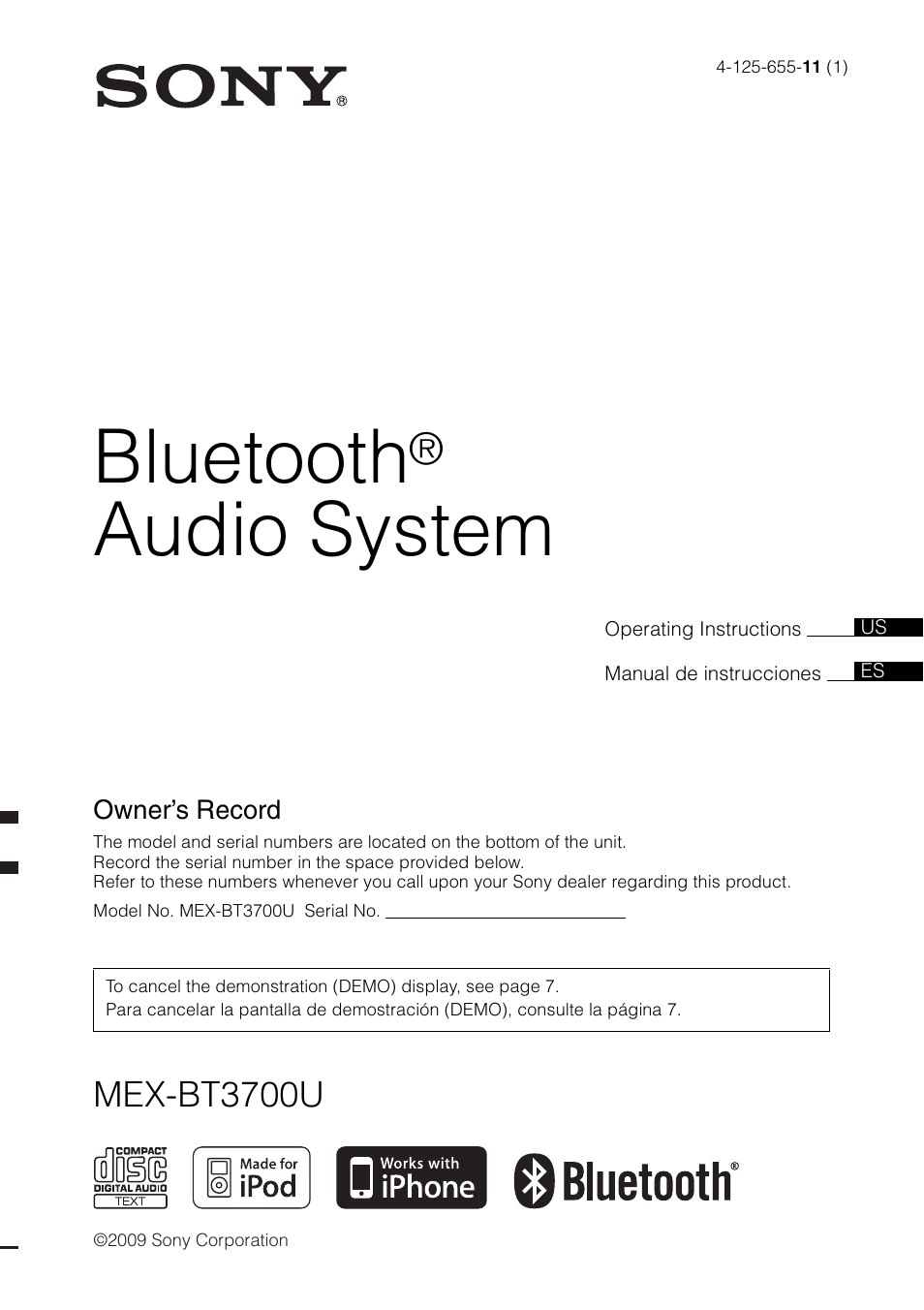 Sony MEX-BT3700U User Manual | 64 pages