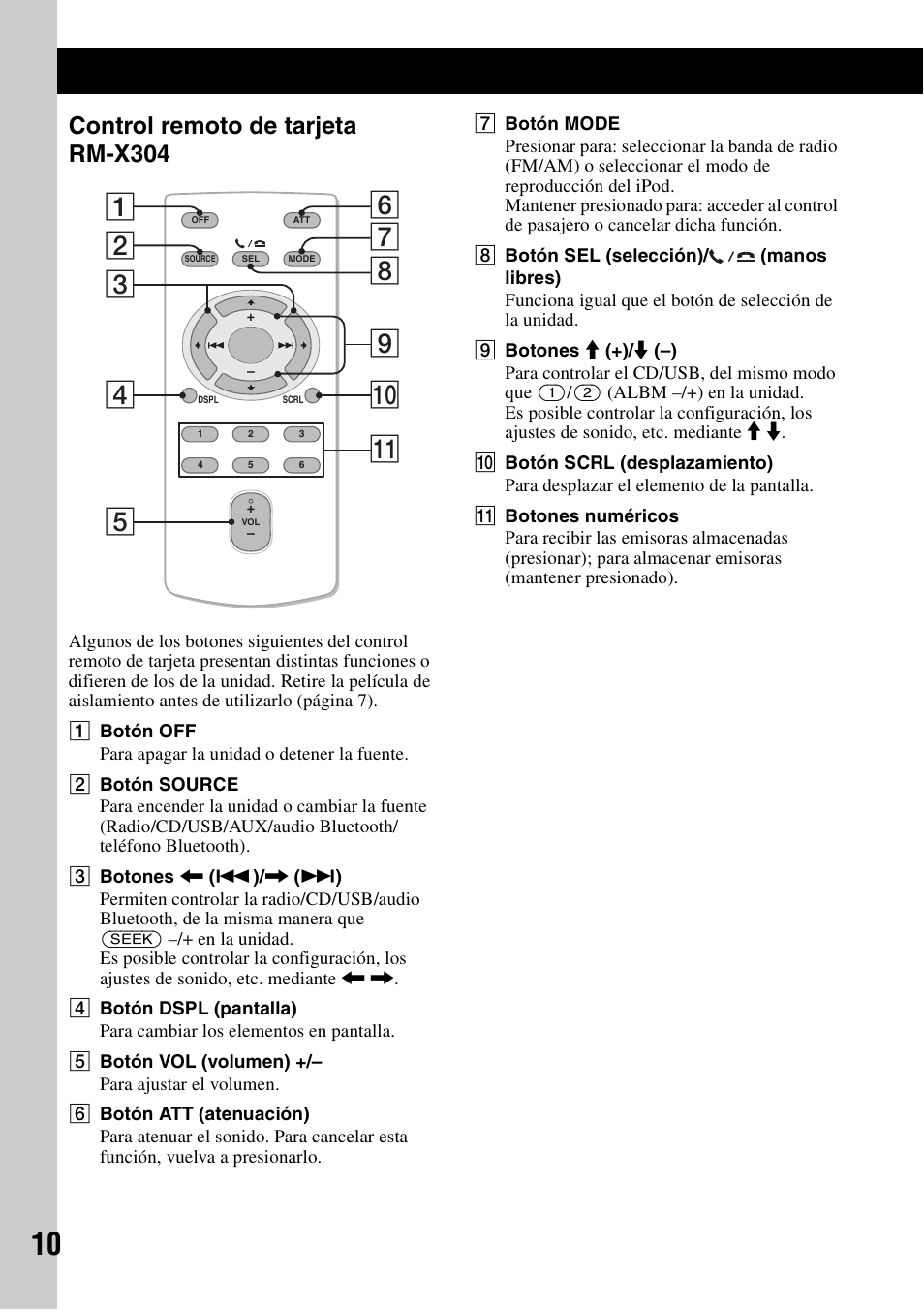 Control remoto de tarjeta rm-x304 | Sony MEX-BT3700U User Manual | Page 40 / 64