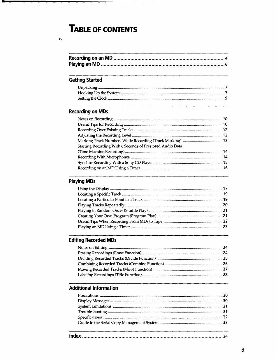 Sony MDS-JA3ES User Manual | Page 3 / 33