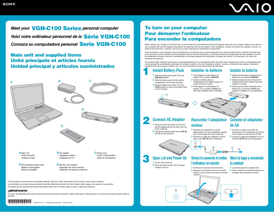 Sony VGN-C190PB User Manual | 2 pages