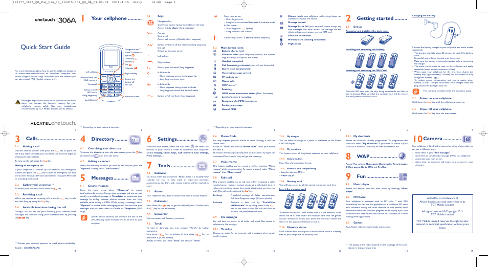 Alcatel 306A User Manual | 2 pages