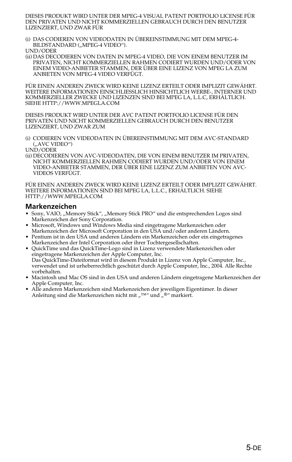 Markenzeichen | Sony MSSW-IC2P User Manual | Page 13 / 40