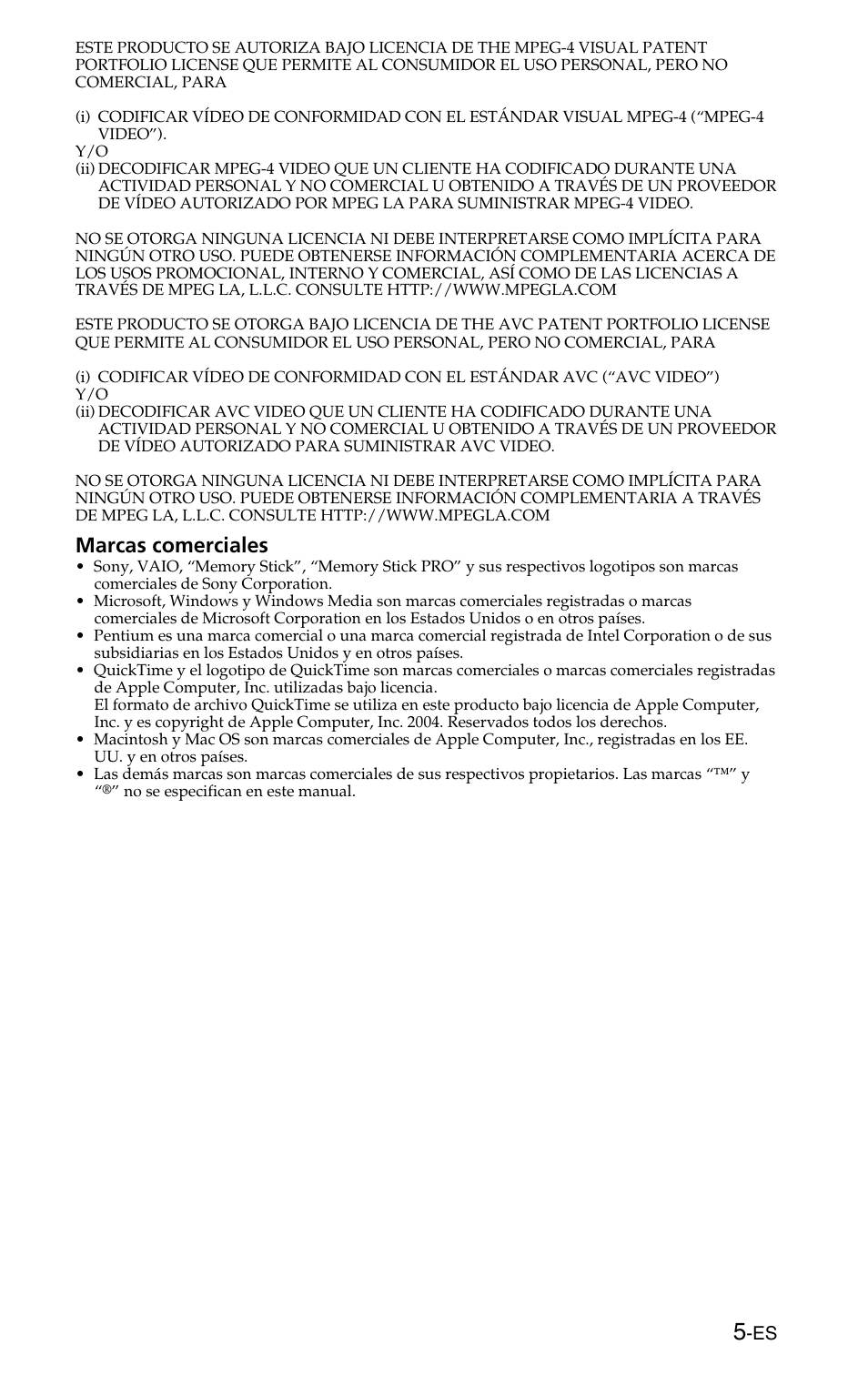 Marcas comerciales | Sony MSSW-IC2P User Manual | Page 17 / 40