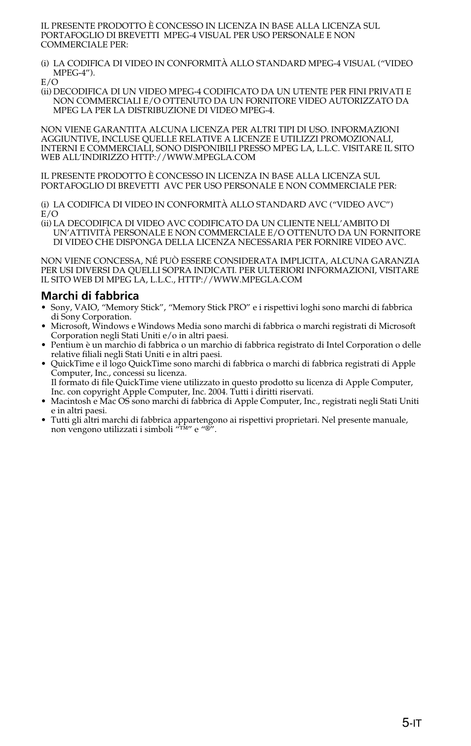 Marchi di fabbrica | Sony MSSW-IC2P User Manual | Page 21 / 40