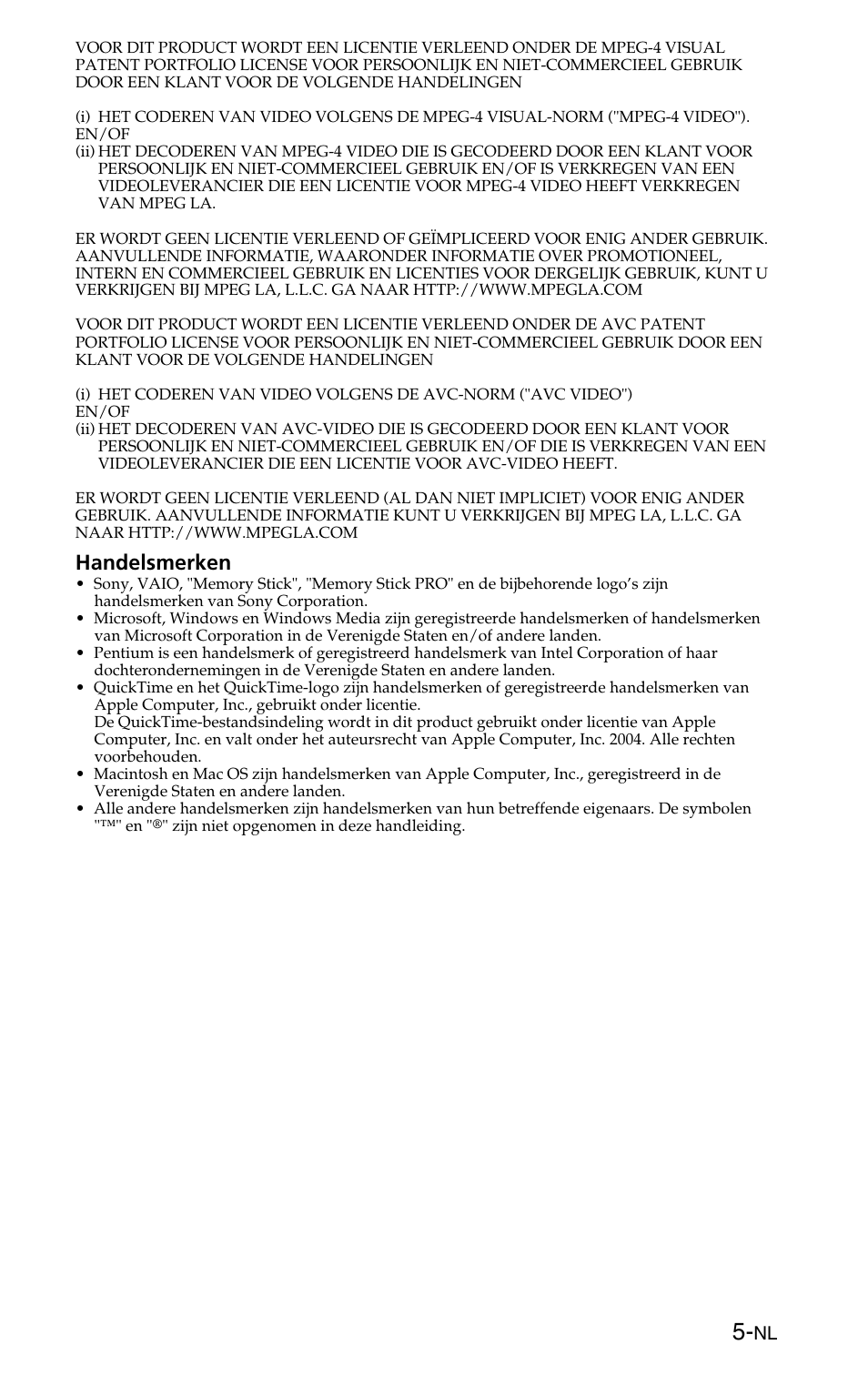 Handelsmerken | Sony MSSW-IC2P User Manual | Page 25 / 40