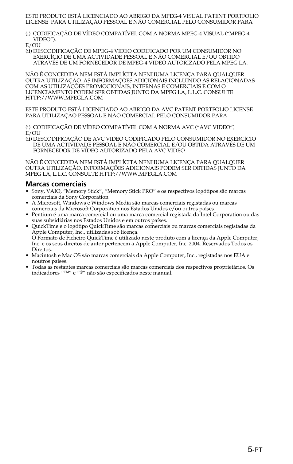 Marcas comerciais | Sony MSSW-IC2P User Manual | Page 29 / 40