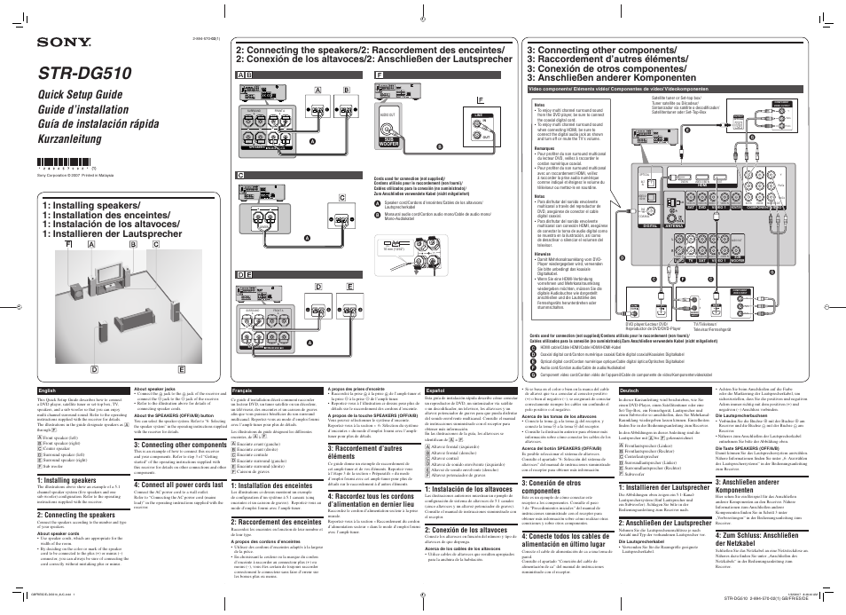 Sony STR-DG510 User Manual | 2 pages