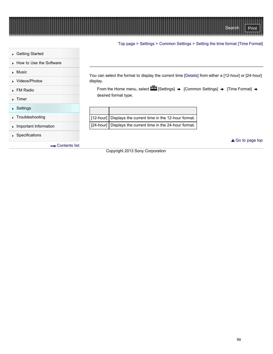 Setting the time format [time format, Details | Sony NWZ-E384BLK User Manual | Page 105 / 162