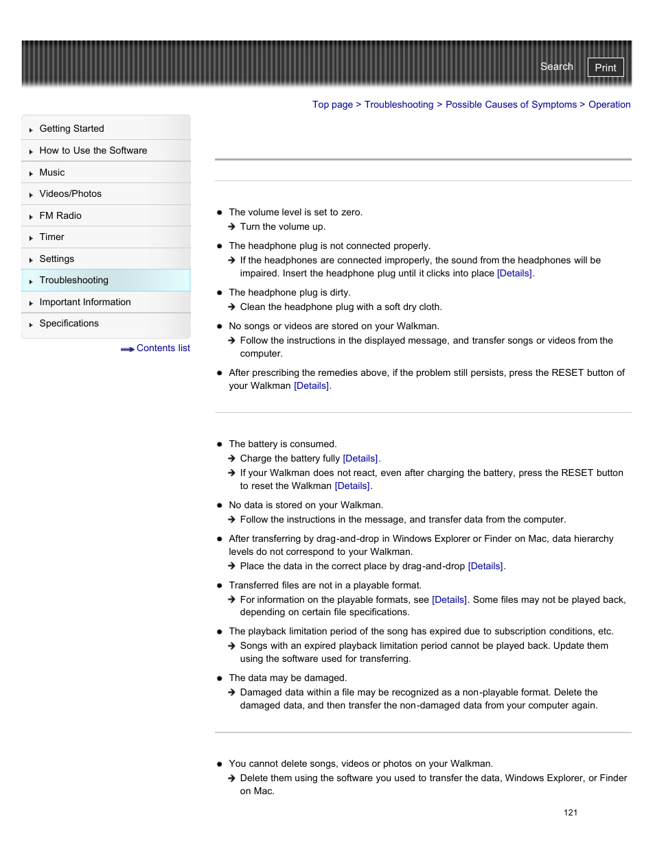 Operation | Sony NWZ-E384BLK User Manual | Page 127 / 162