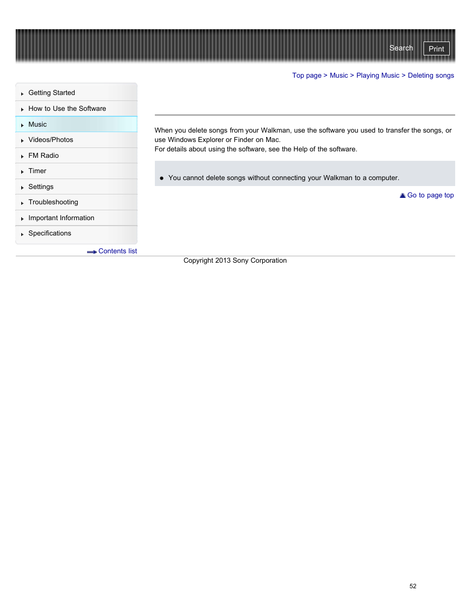 Deleting songs | Sony NWZ-E384BLK User Manual | Page 58 / 162