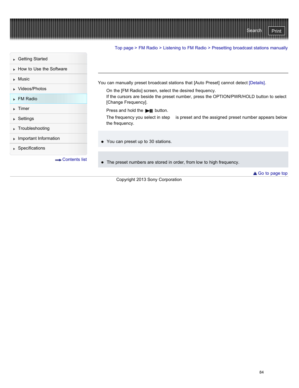 Presetting broadcast stations manually, Details | Sony NWZ-E384BLK User Manual | Page 90 / 162