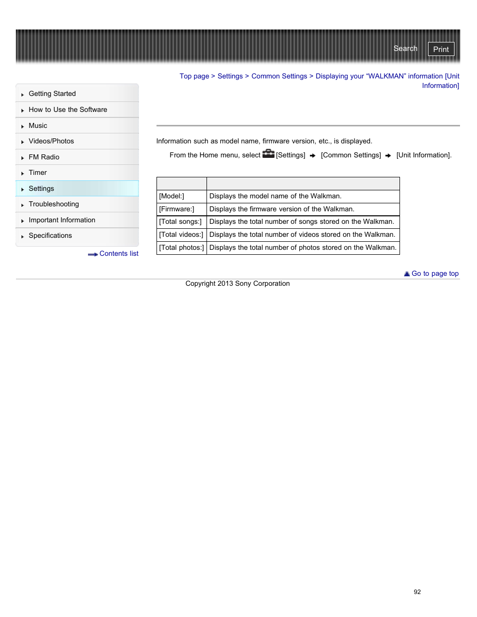 Settings, Details | Sony NWZ-E384BLK User Manual | Page 98 / 162