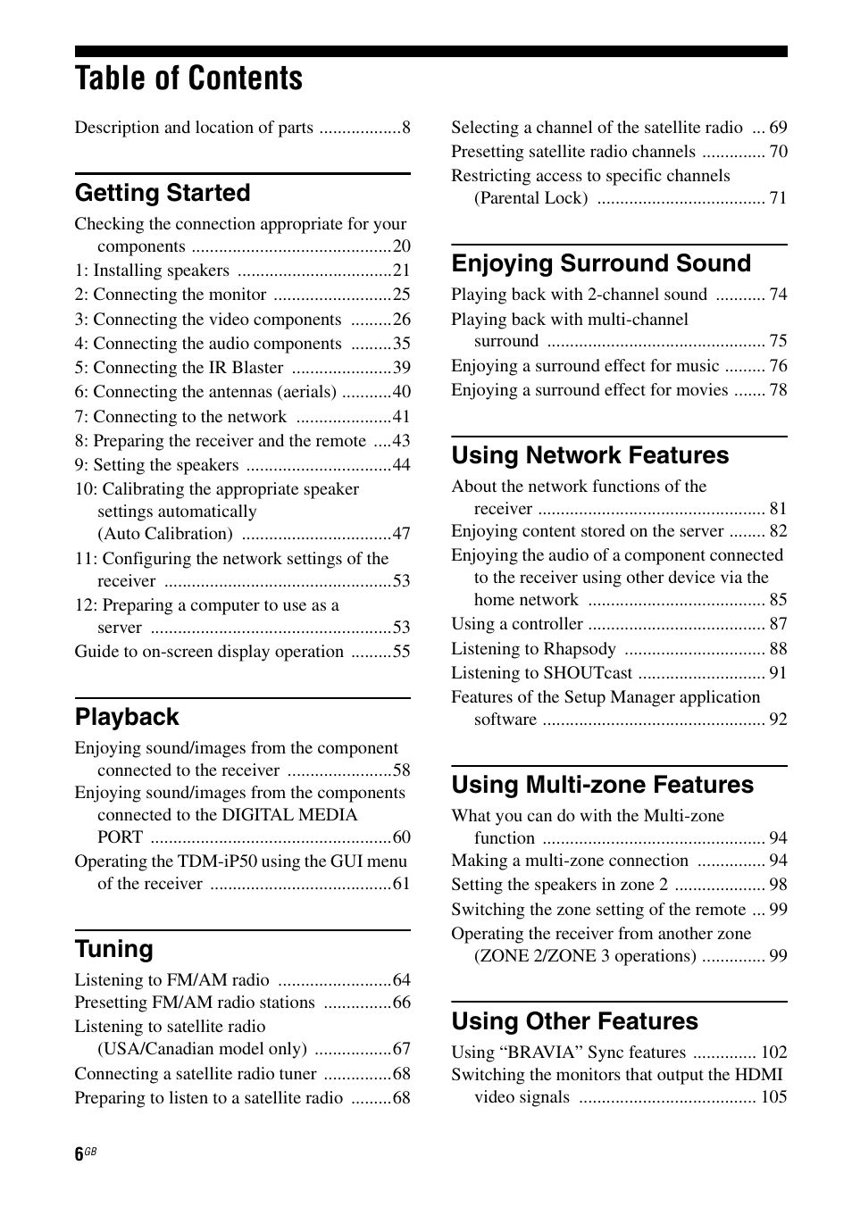 Sony STR-DA5600ES User Manual | Page 6 / 178
