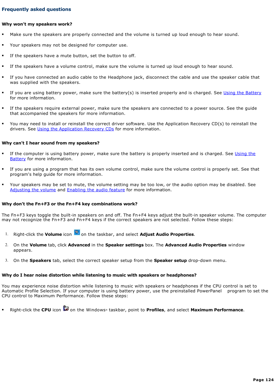 Frequently asked questions | Sony PCG-Z1RAP1 User Manual | Page 124 / 147