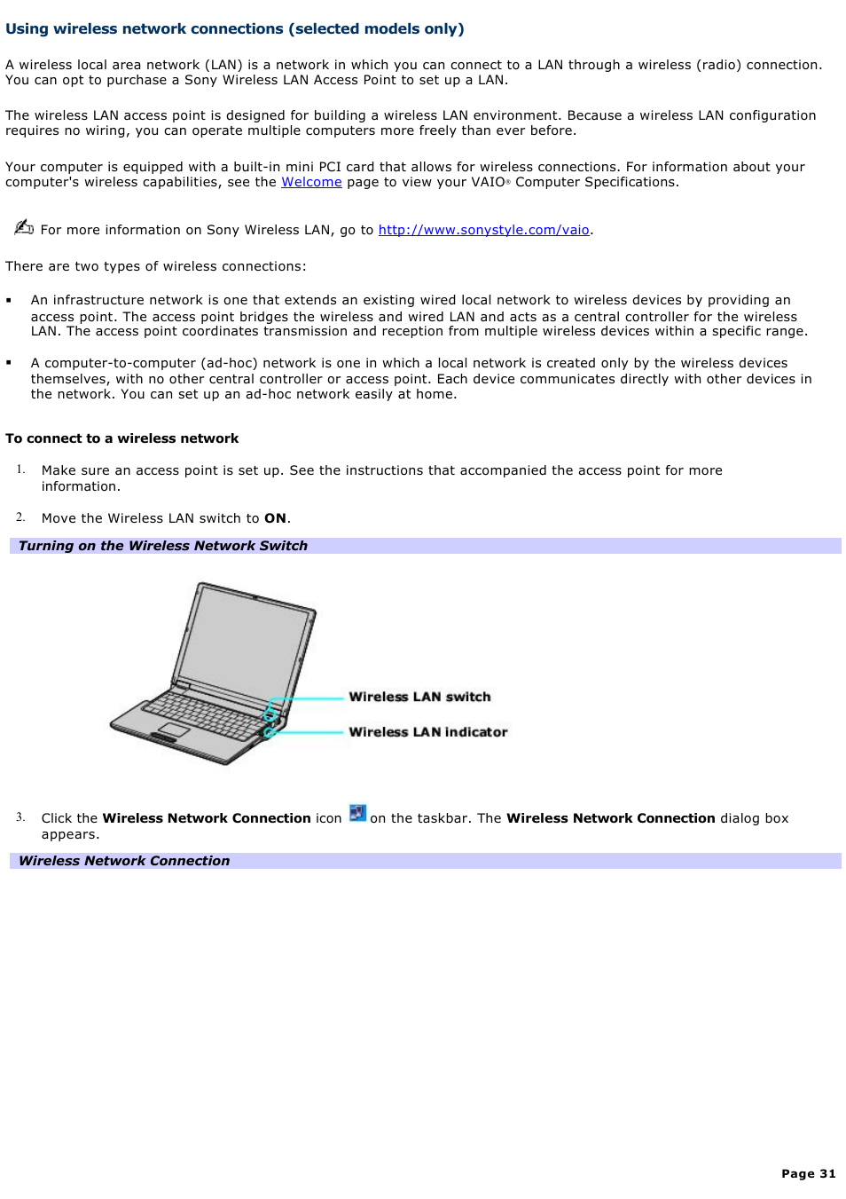 Sony PCG-Z1RAP1 User Manual | Page 31 / 147