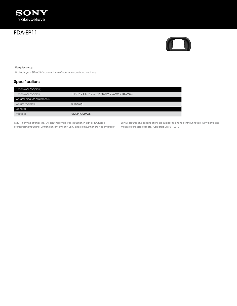 Sony FDA-EP11 User Manual | 1 page