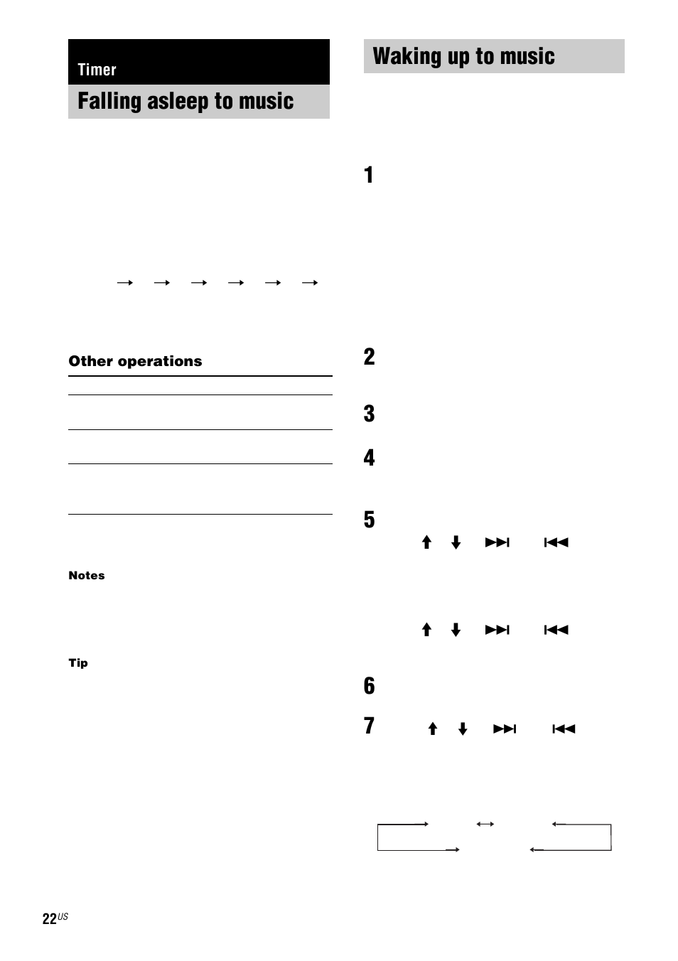 Timer, Falling asleep to music, Sleep timer | Waking up to music, Play timer | Sony HCD-ZX9 User Manual | Page 22 / 40