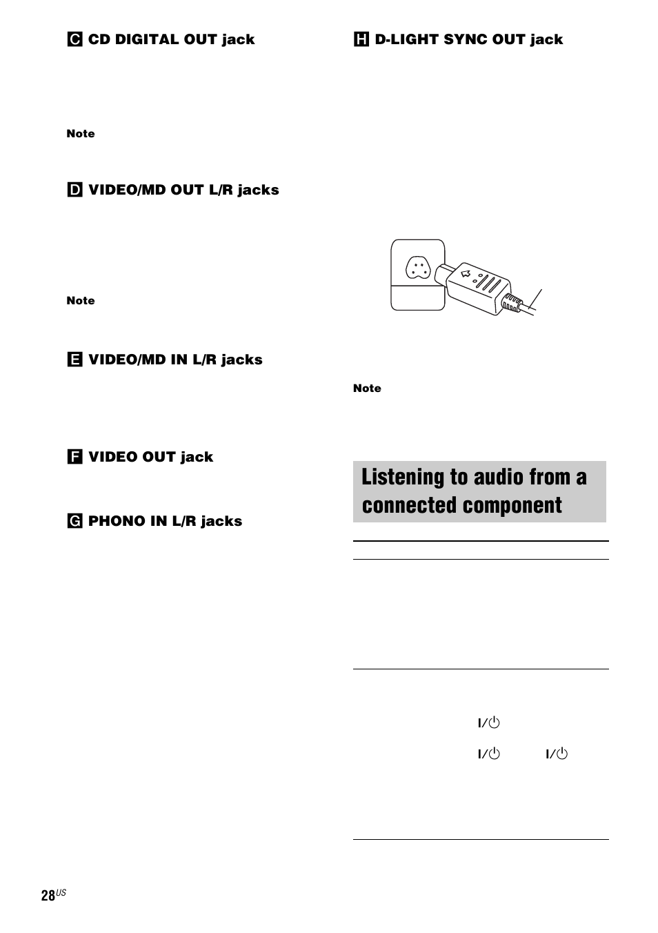 Listening to audio from a connected component, Listening to audio from a connected, Component | Sony HCD-ZX9 User Manual | Page 28 / 40