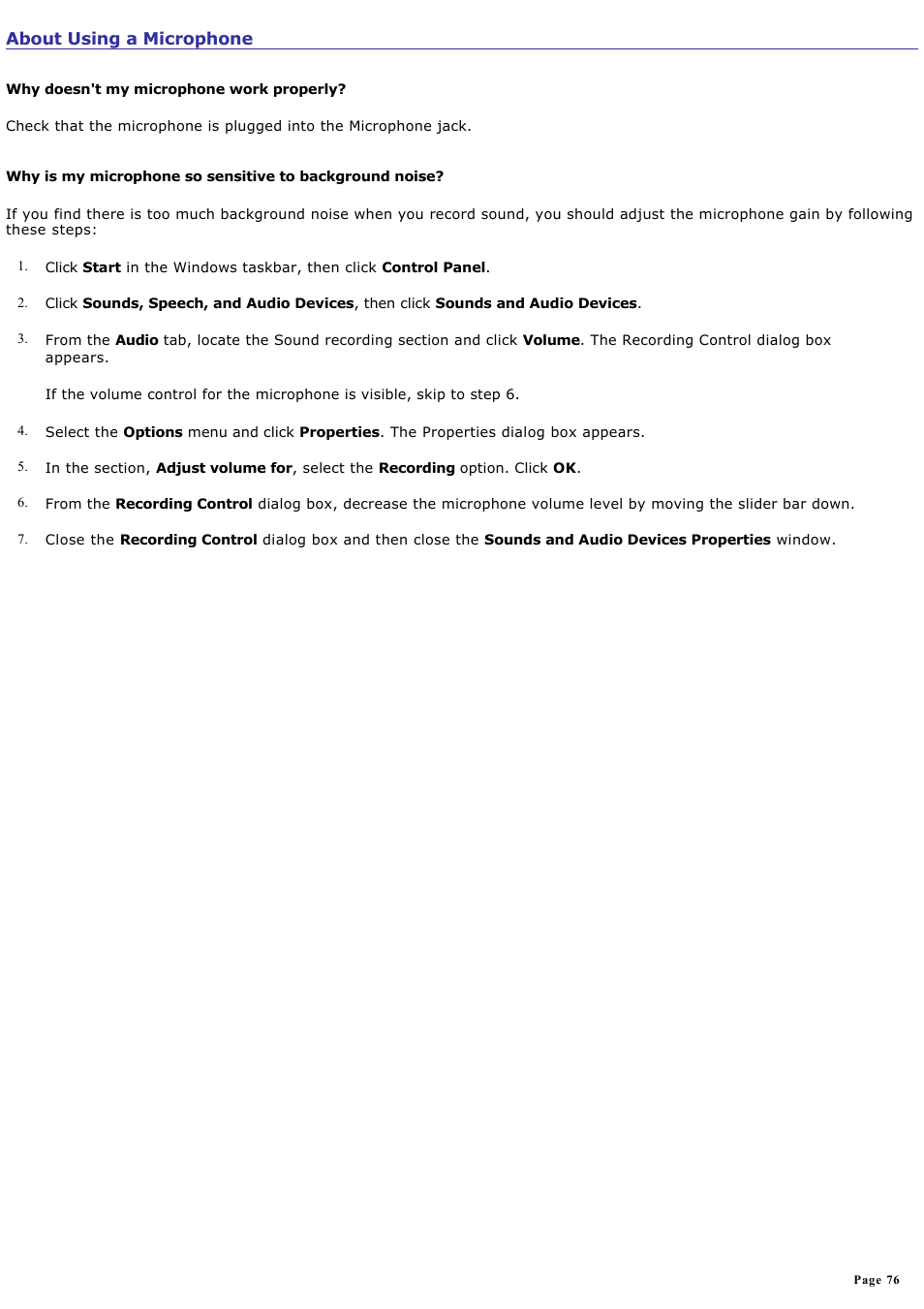 About using a microphone | Sony PCV-RZ20CP User Manual | Page 76 / 87