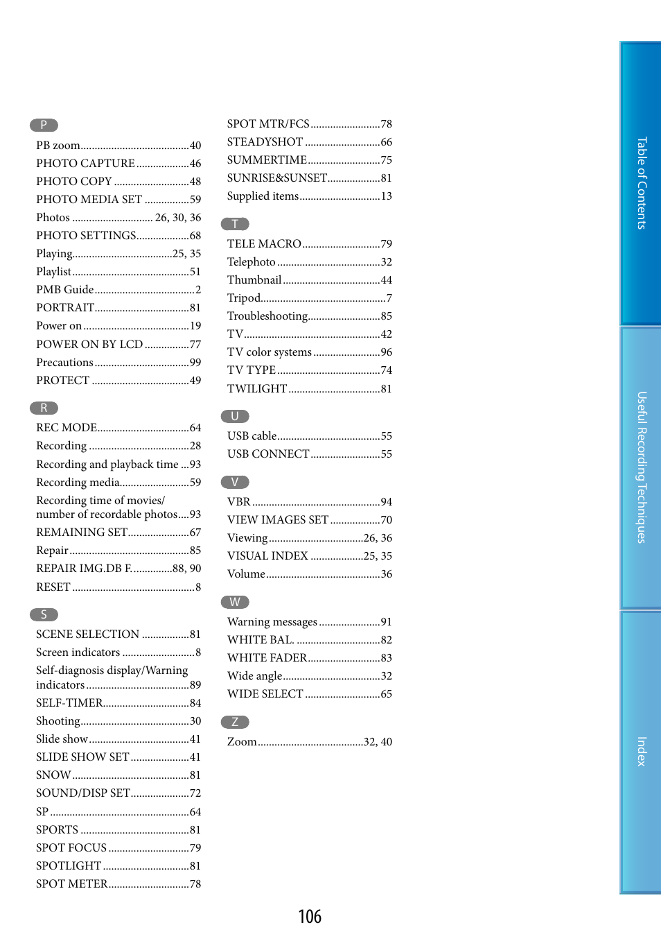 Sony DCR-SR87 User Manual | Page 106 / 107