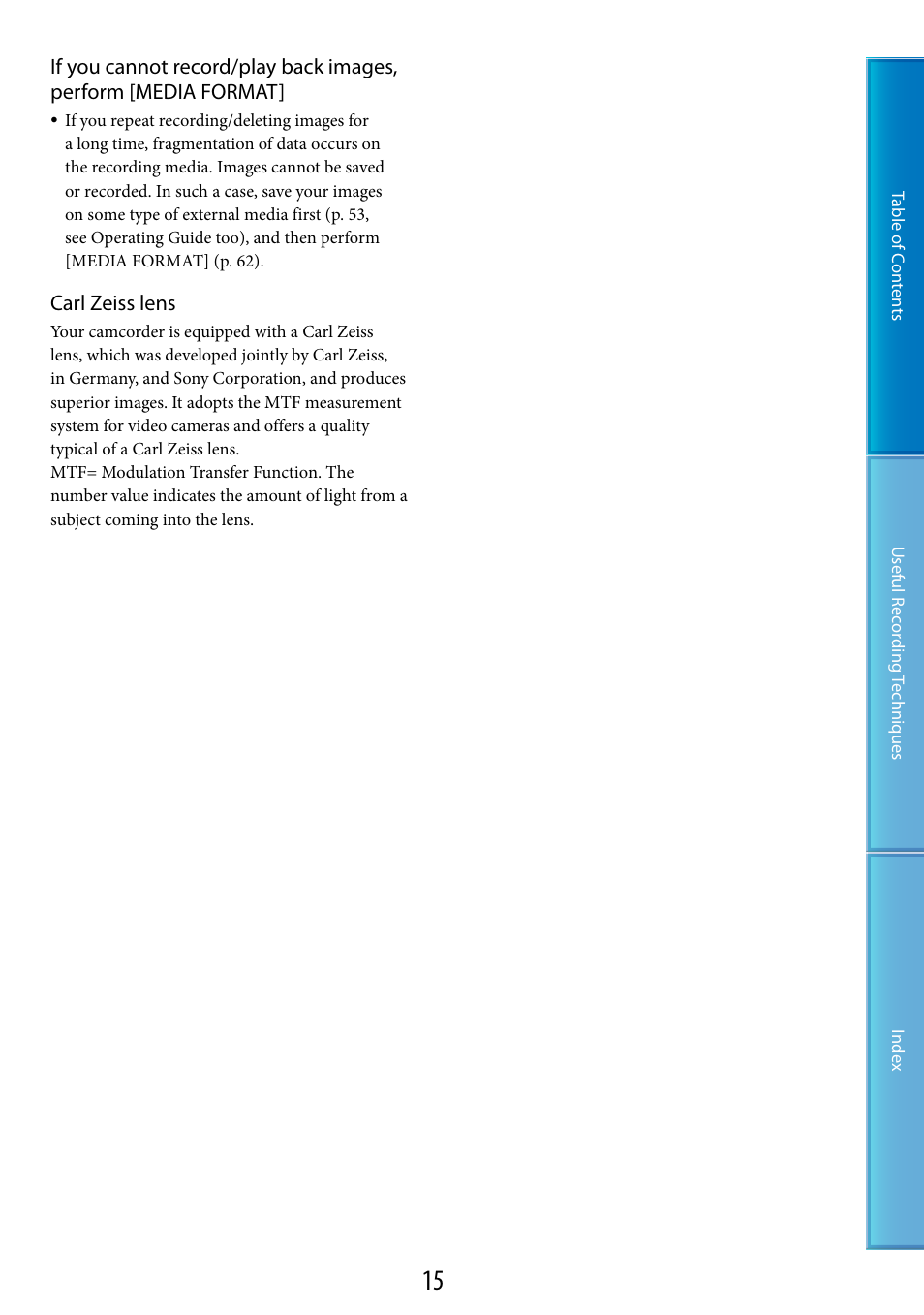 Eiss lens) (15) | Sony DCR-SR87 User Manual | Page 15 / 107