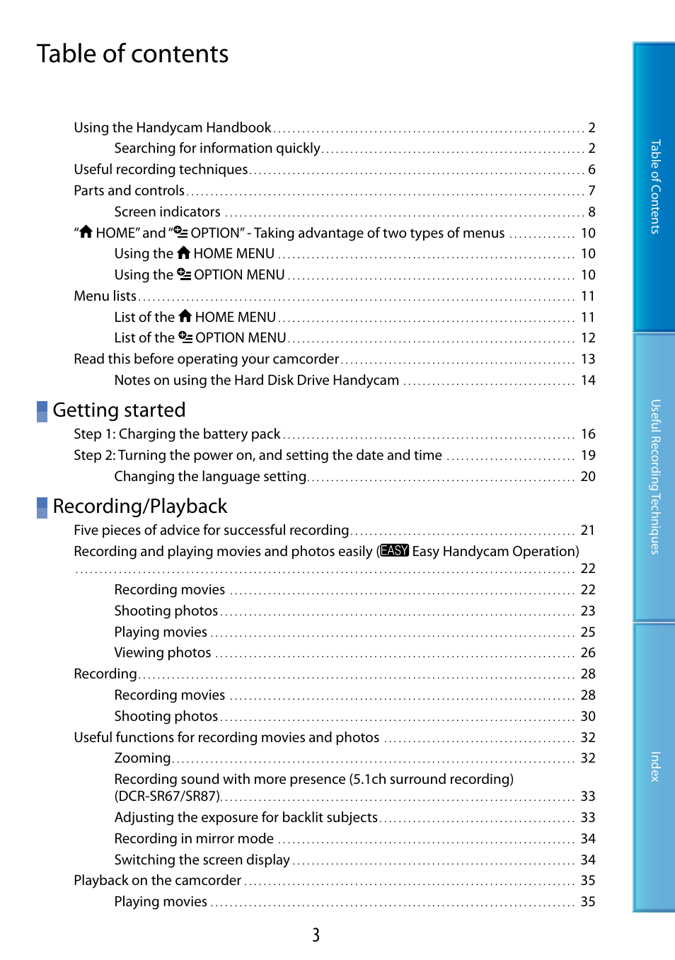 Sony DCR-SR87 User Manual | Page 3 / 107