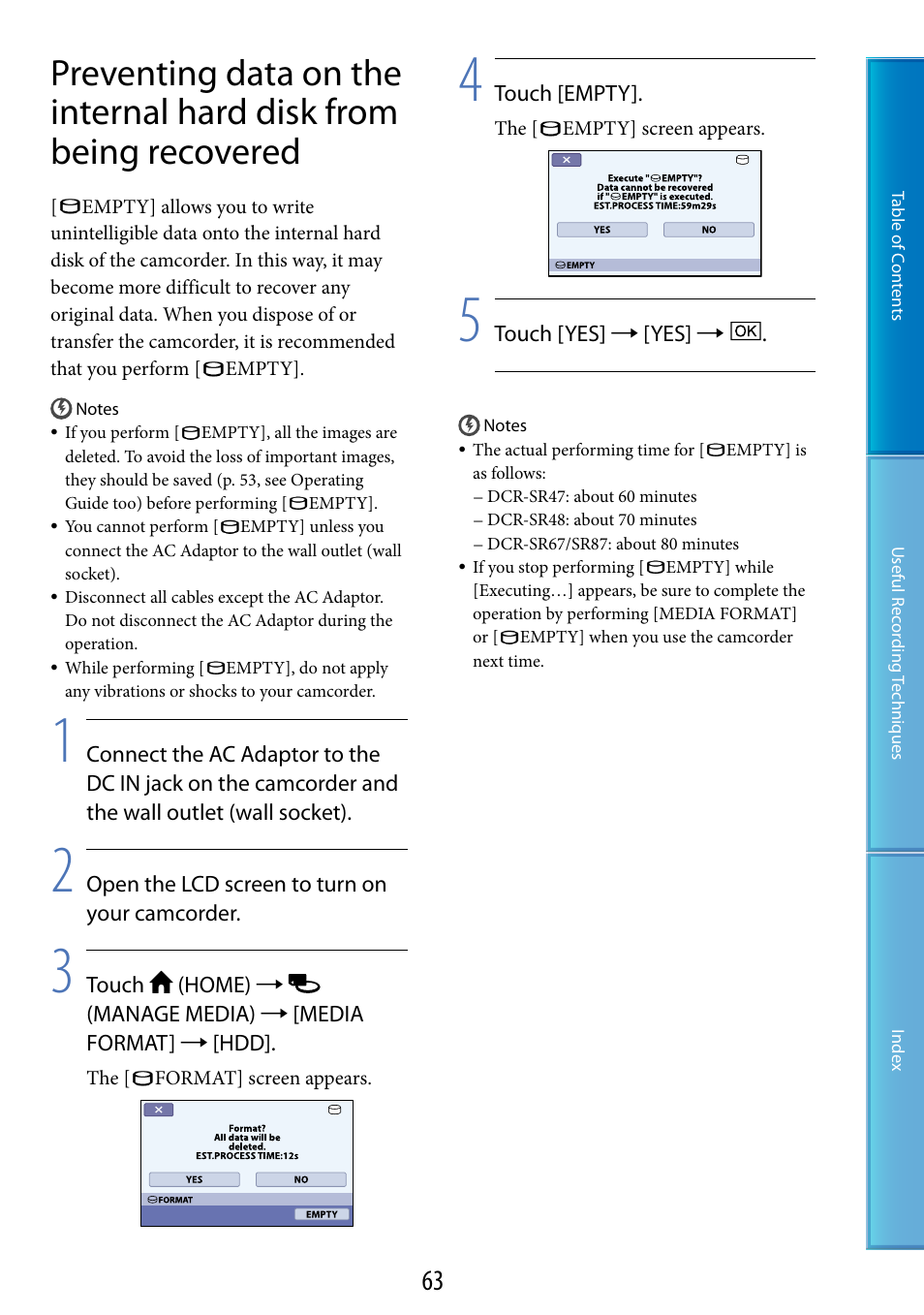 63) t | Sony DCR-SR87 User Manual | Page 63 / 107