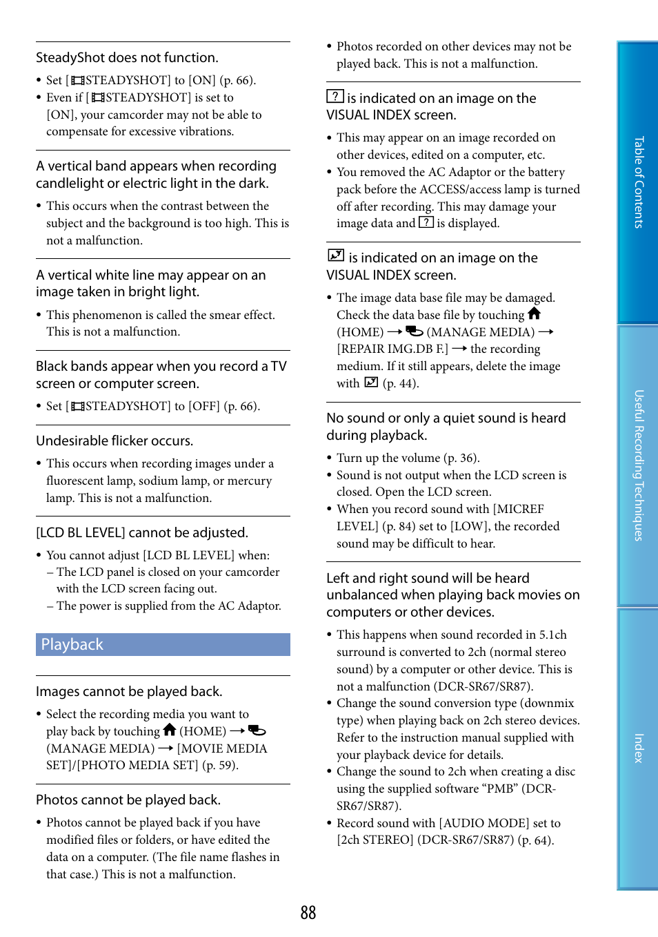 Playback | Sony DCR-SR87 User Manual | Page 88 / 107