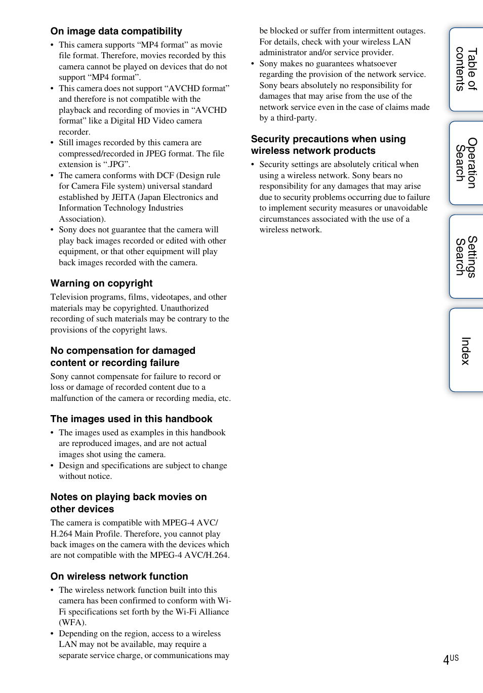 Sony bloggie MHS-TS55 User Manual | Page 4 / 75