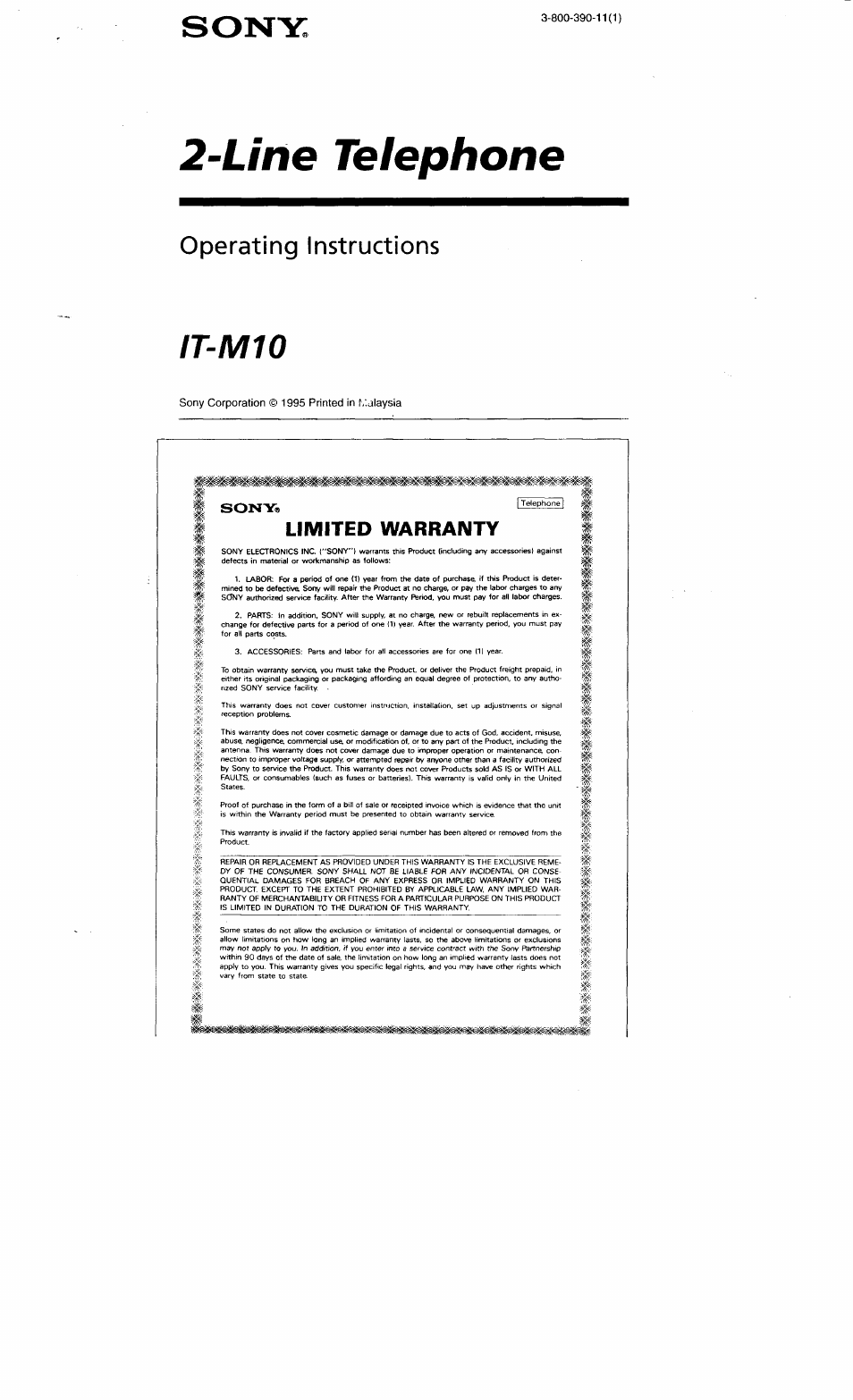 Sony IT-M10 User Manual | 16 pages