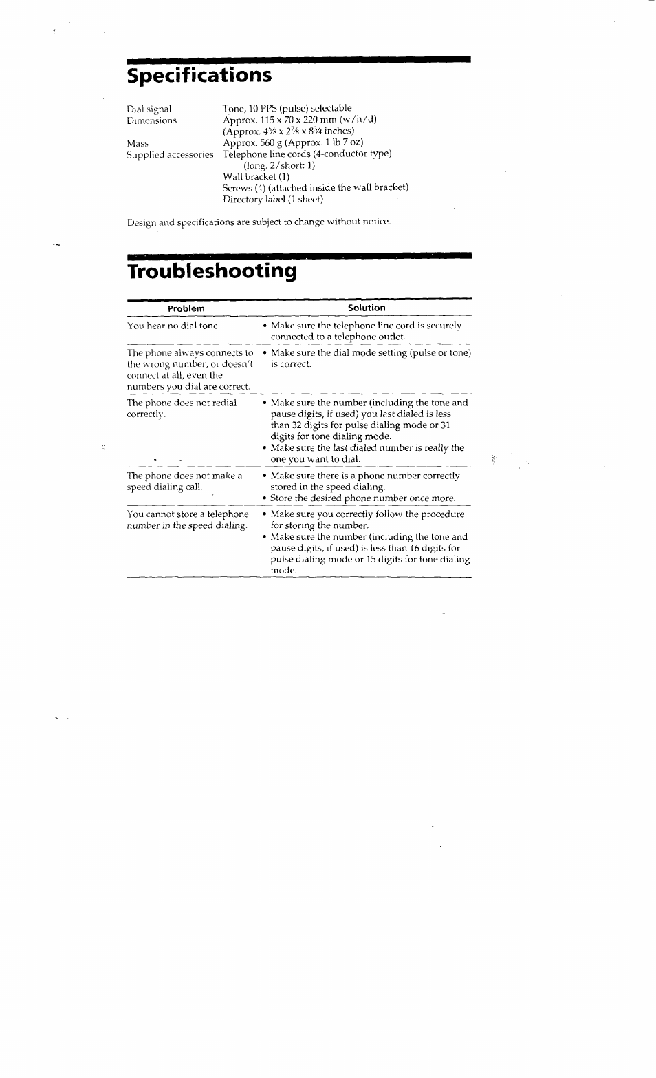 Specifications, Troubleshooting | Sony IT-M10 User Manual | Page 11 / 16