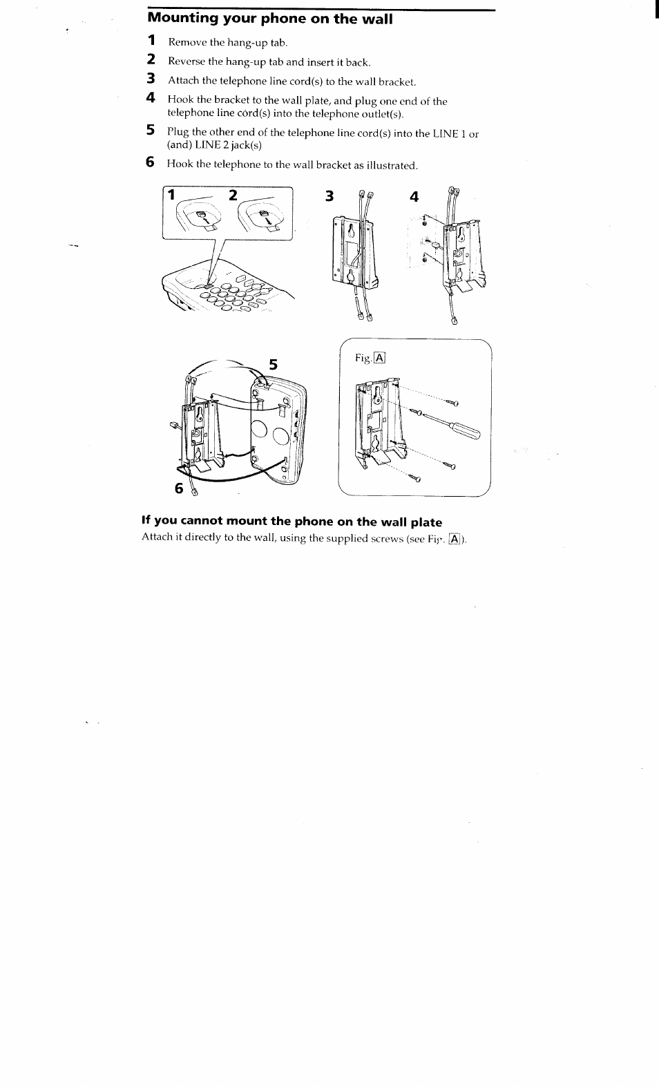 Mounting your phone on the wall, If you cannot mount the phone on the wall plate | Sony IT-M10 User Manual | Page 4 / 16