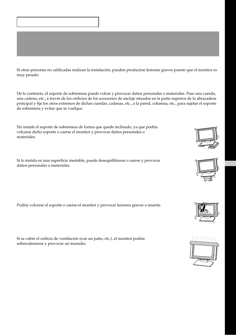 Advertencia | Sony SU-P50T2 User Manual | Page 23 / 36