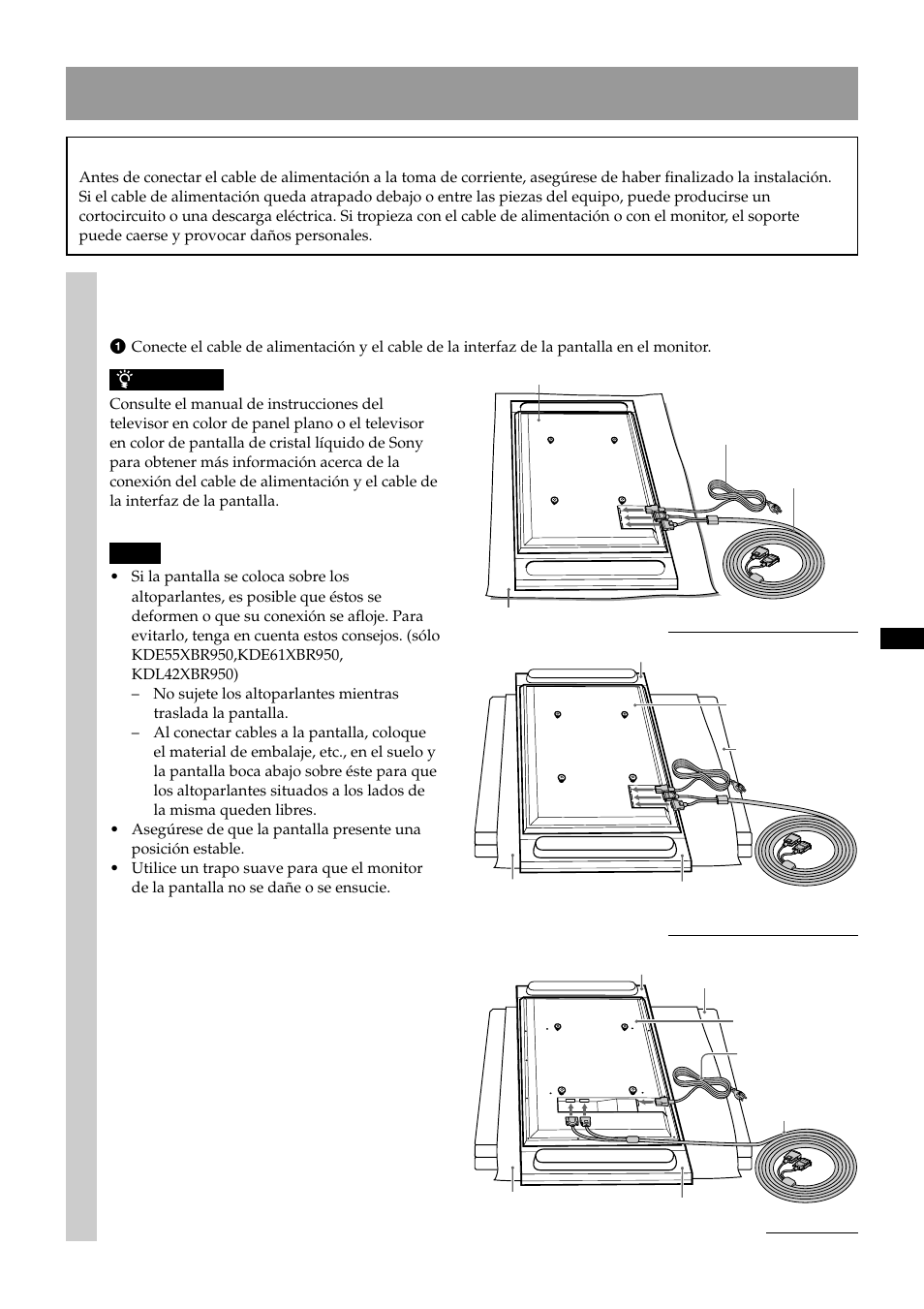 Instale el monitor, Advertencia, Instale el monitor en el soporte de sobremesa | Sony SU-P50T2 User Manual | Page 27 / 36