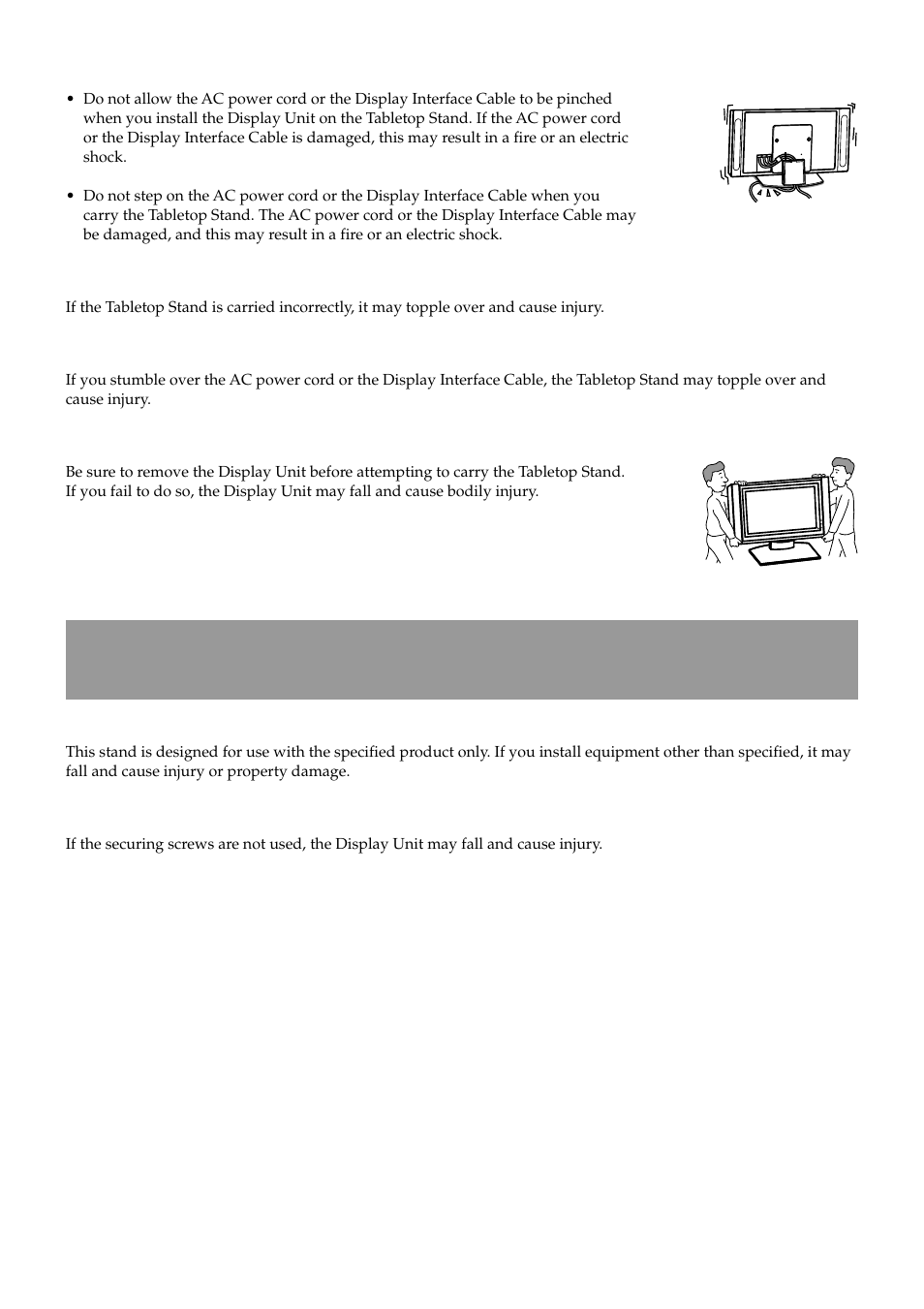 Caution | Sony SU-P50T2 User Manual | Page 4 / 36