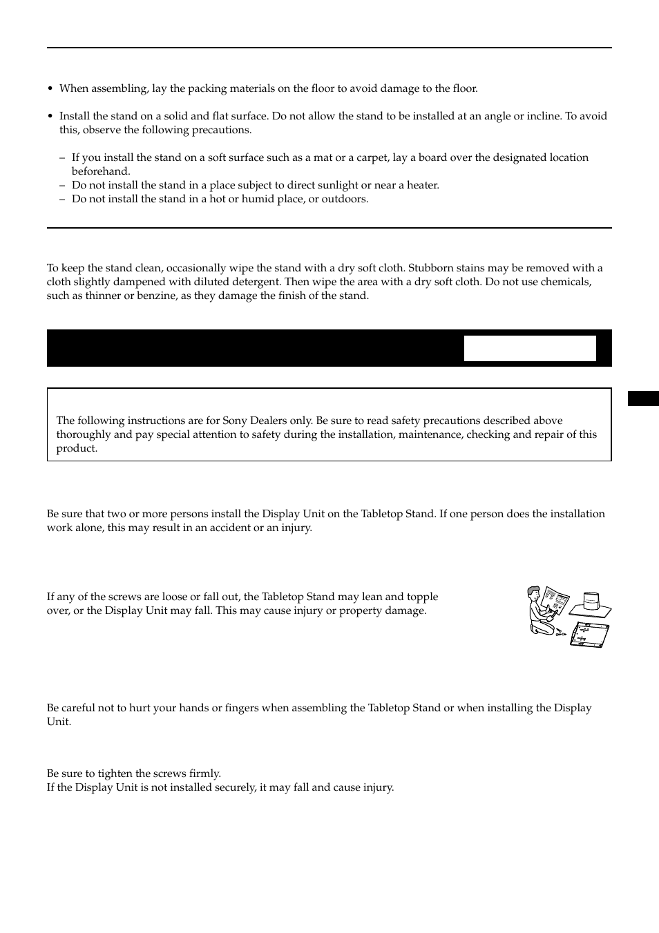 Assemble the tabletop stand | Sony SU-P50T2 User Manual | Page 5 / 36