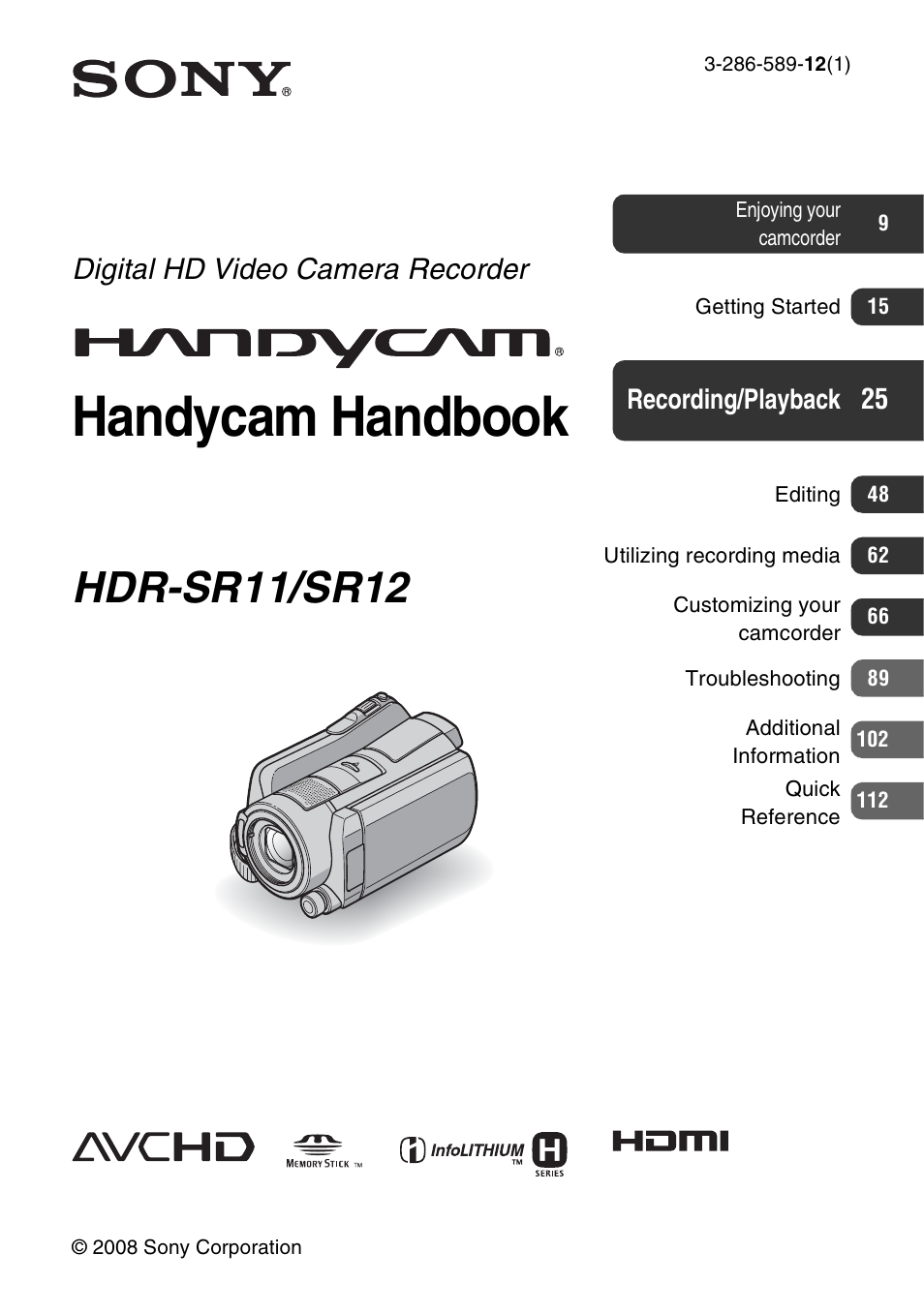 Sony HDR-SR11 User Manual | 124 pages