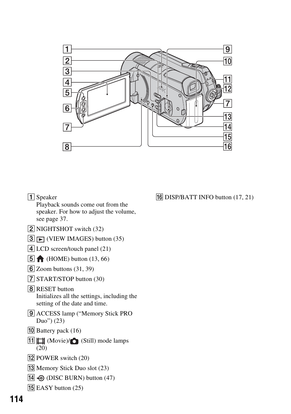 P. 114) | Sony HDR-SR11 User Manual | Page 114 / 124
