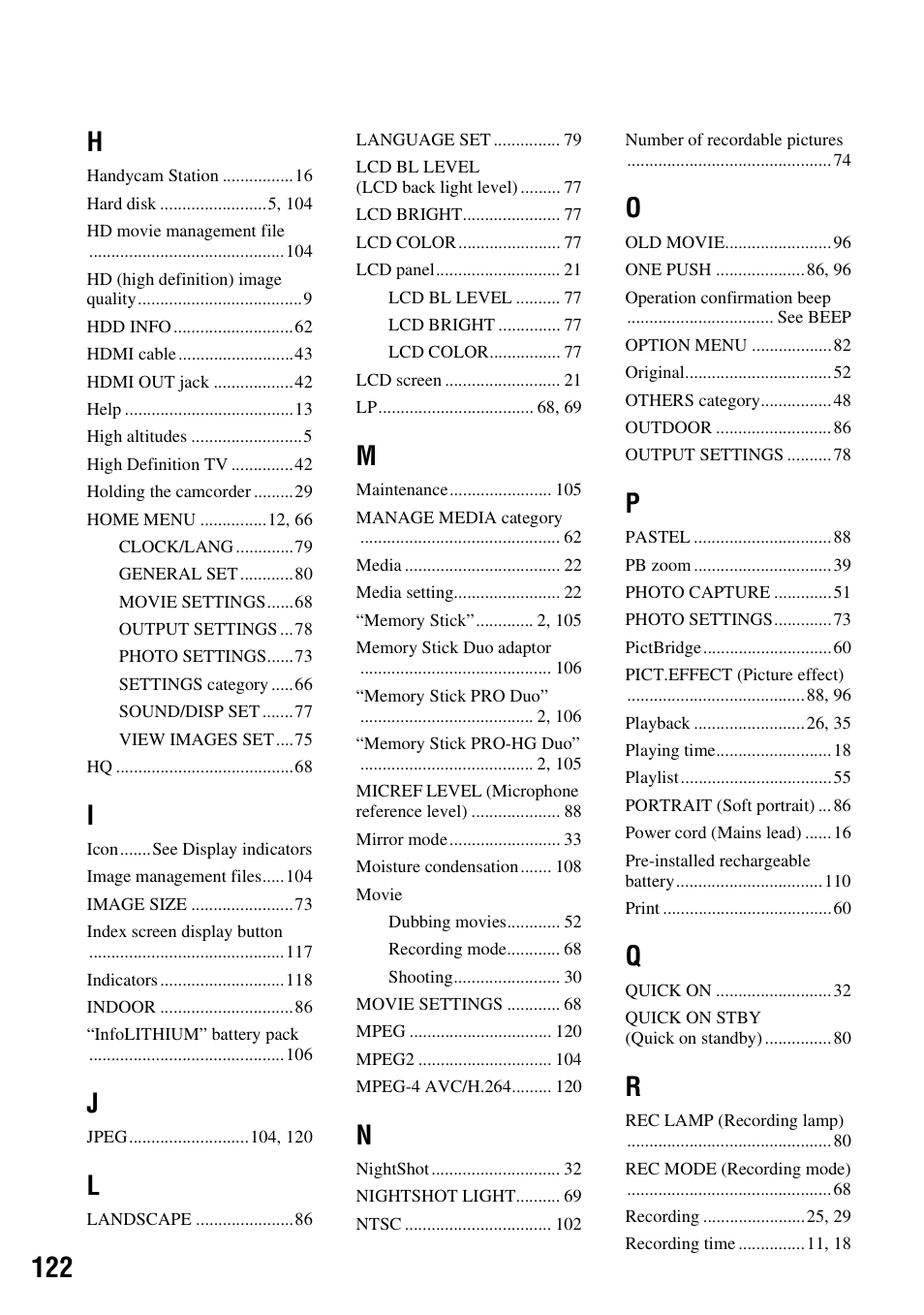 Sony HDR-SR11 User Manual | Page 122 / 124