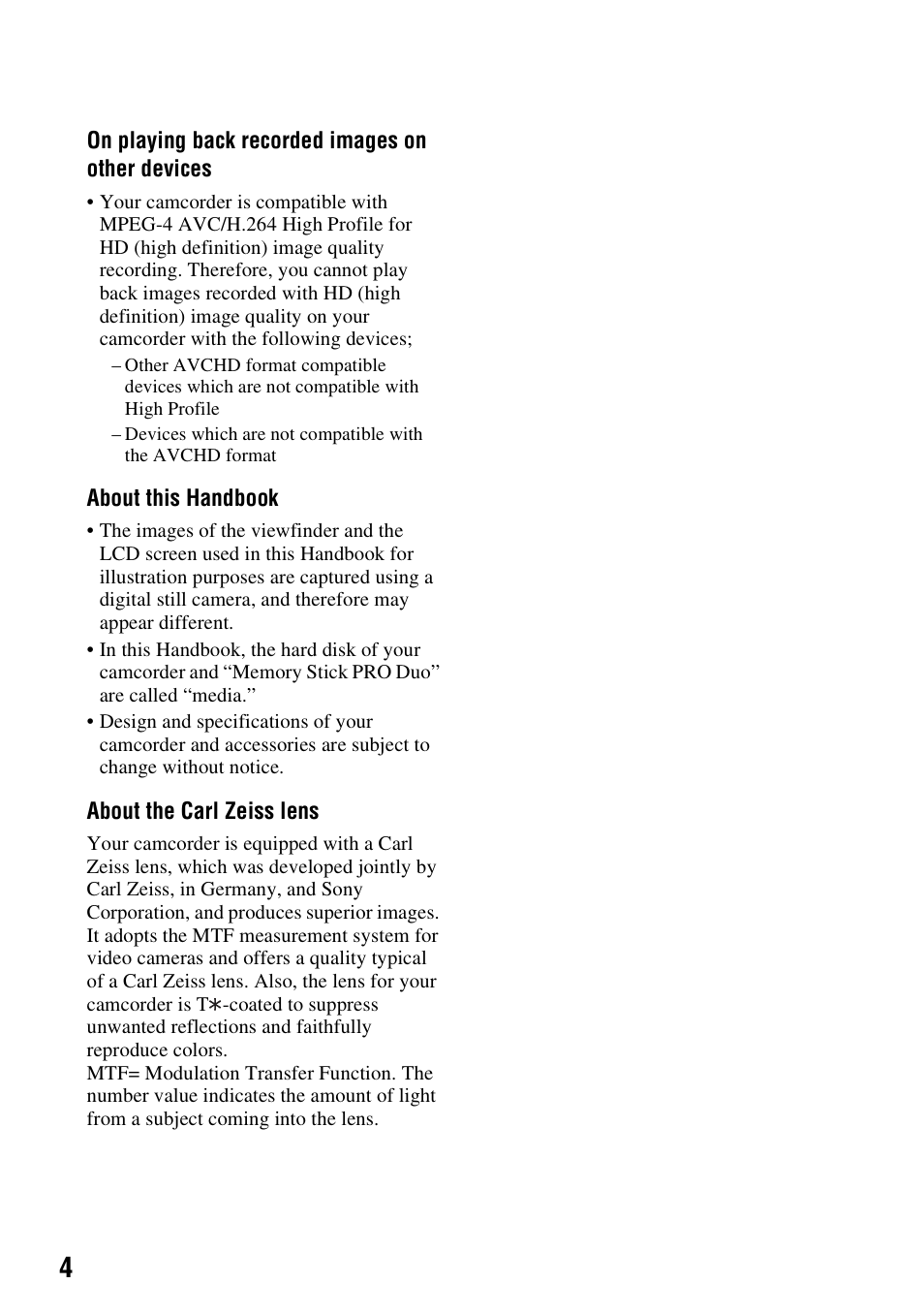 Sony HDR-SR11 User Manual | Page 4 / 124