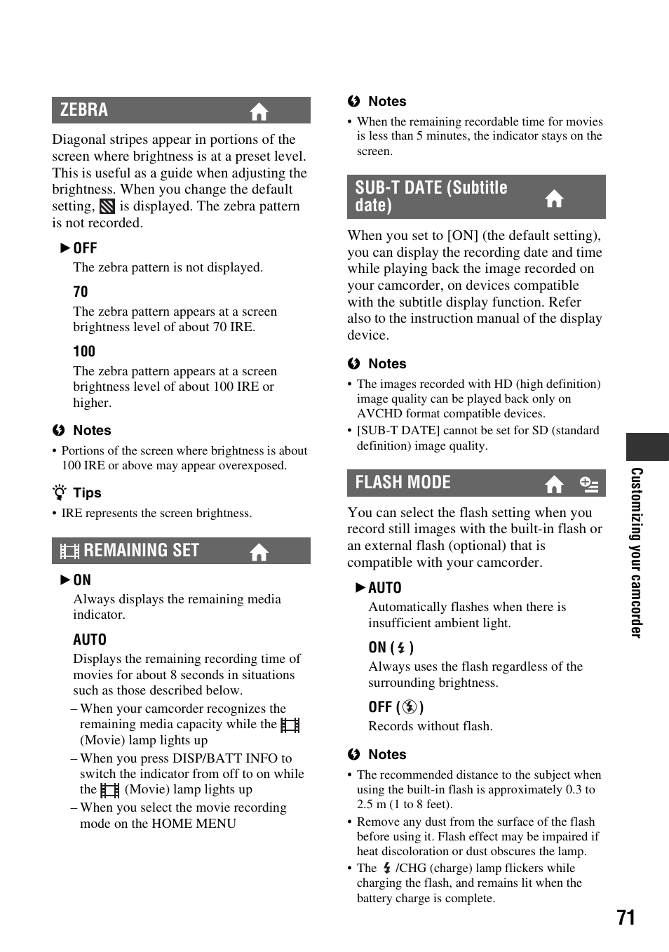 Sony HDR-SR11 User Manual | Page 71 / 124