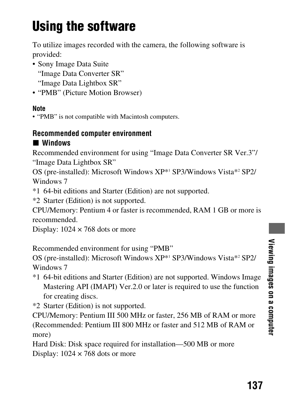 Using the software | Sony A390L2LENSKIT User Manual | Page 137 / 170