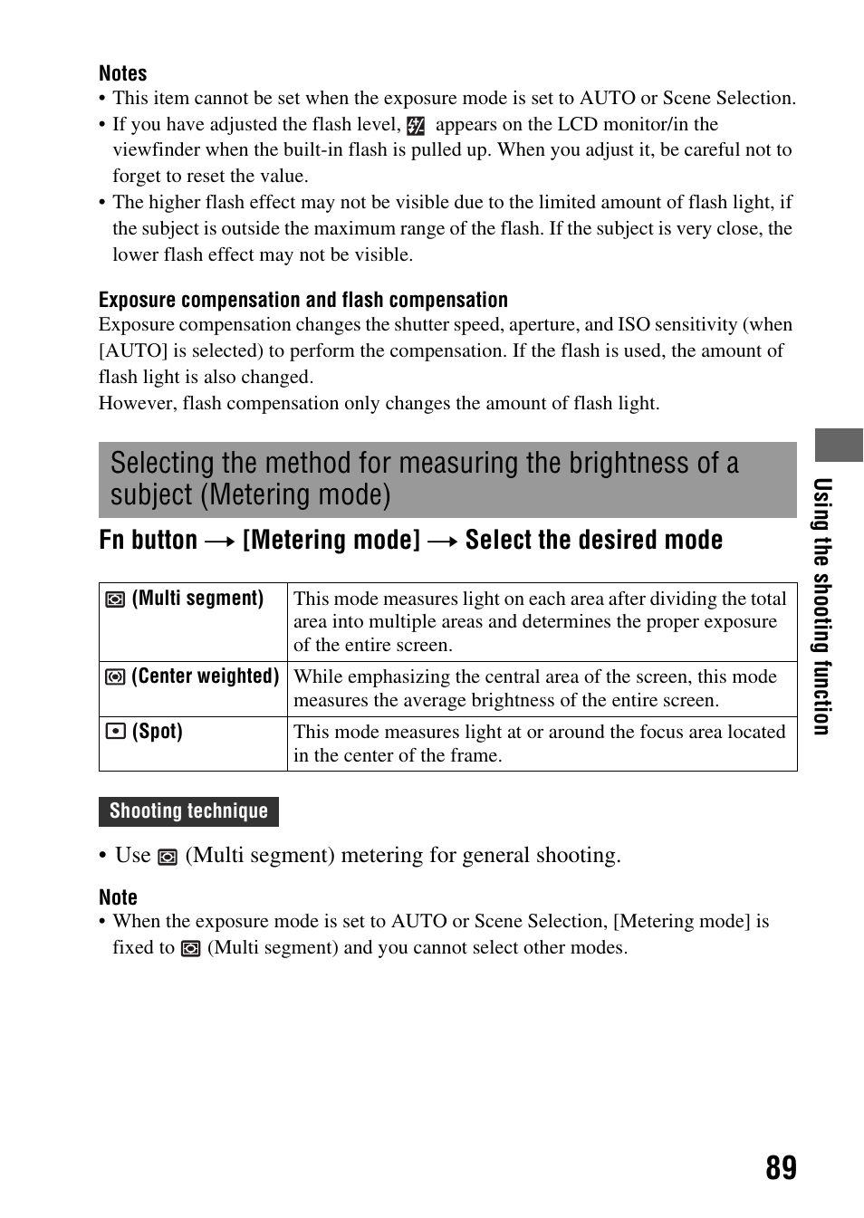 Subject (metering mode), Ng (89), Ode (89) | Sony A390L2LENSKIT User Manual | Page 89 / 170