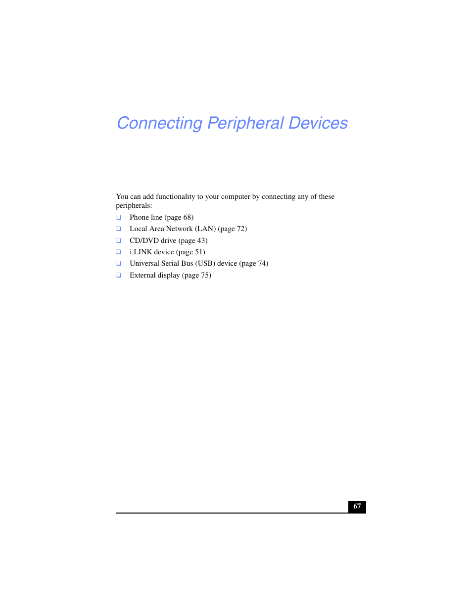 Connecting peripheral devices | Sony PCG-SR17 User Manual | Page 65 / 122